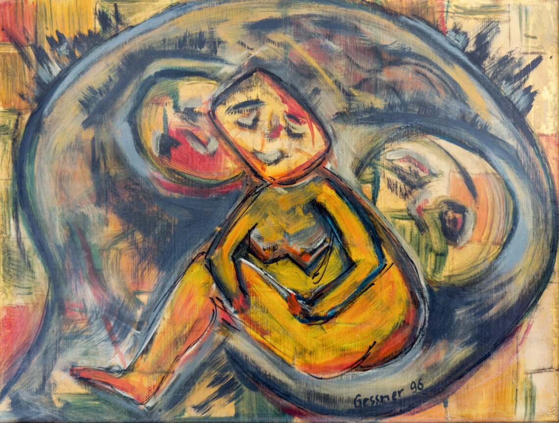 Bild 1 40x30, Öl auf Blattmetall, Leinwand
