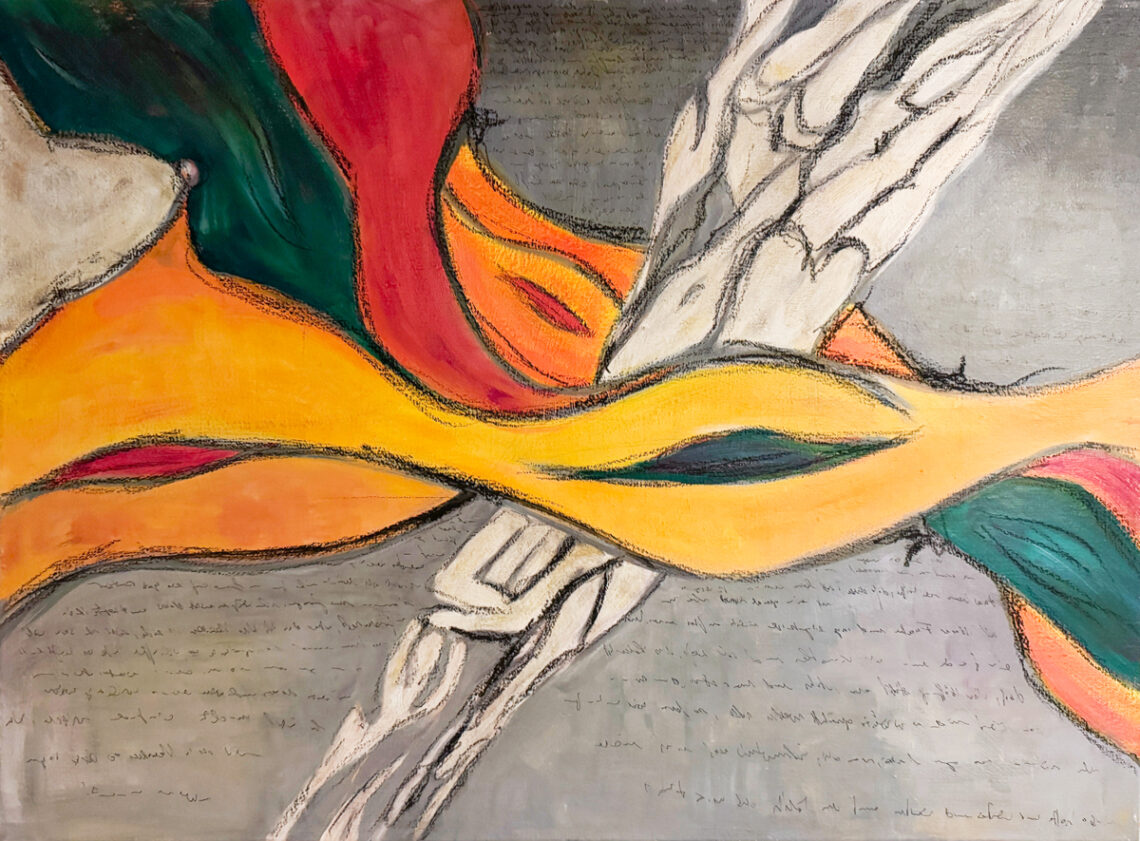 Bild 75 - 80x60, Acryl, Gouache und Tusche auf Leinwand
